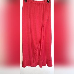 Red Ruffle Trimmed Skirt